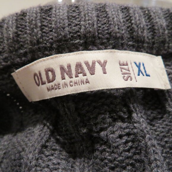Men XL Gray Sweater Old Navy Pullover Cotton Classic Casual Crew Neck Cable Knit - Picture 11 of 16
